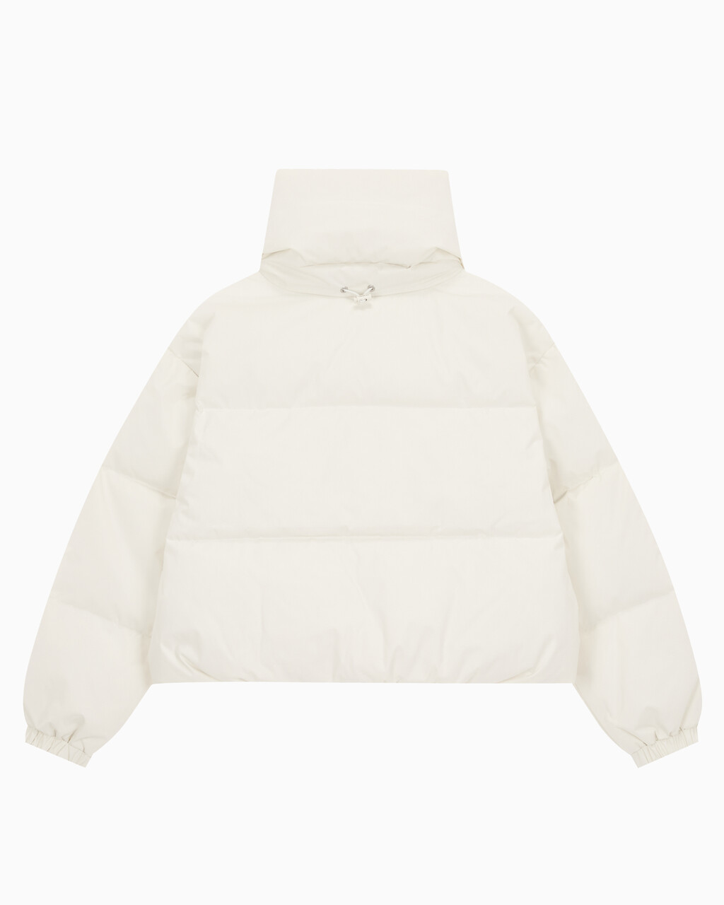 Buy 여성 볼륨 넥 크롭 다운 푸퍼 in color WHITE
