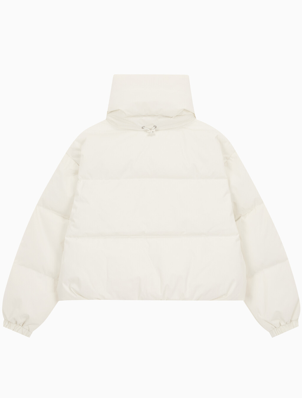 Buy 여성 볼륨 넥 크롭 다운 푸퍼 in color WHITE