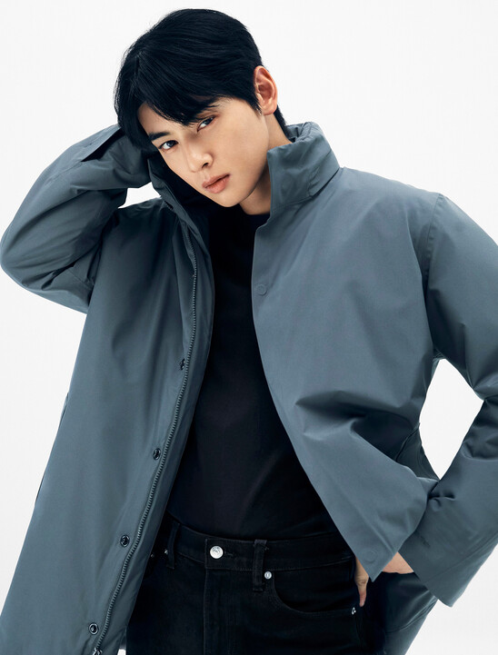 남성 롱슬리브 미드 기장 테크 폴리 모크넥 푸퍼