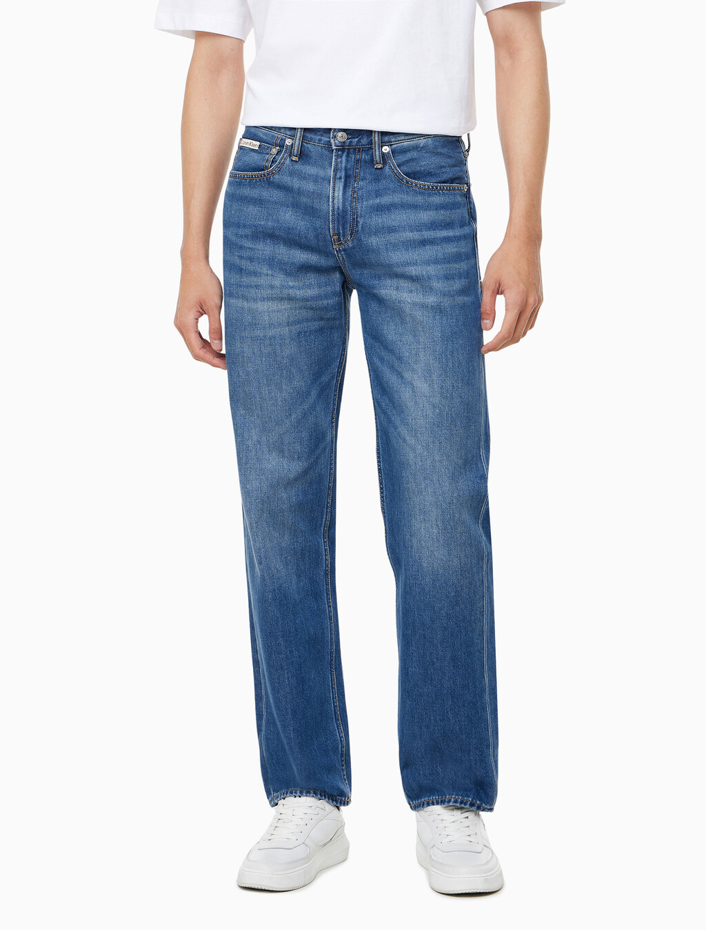 Buy 남성 90's 스트레이트핏 미드블루 37.5 기능성 데님 in color MID BLUE BACK EMBRO
