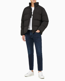 Buy 남성 레귤러핏 스탠드 카라 숏 다운 푸퍼 재킷 in color CK BLACK