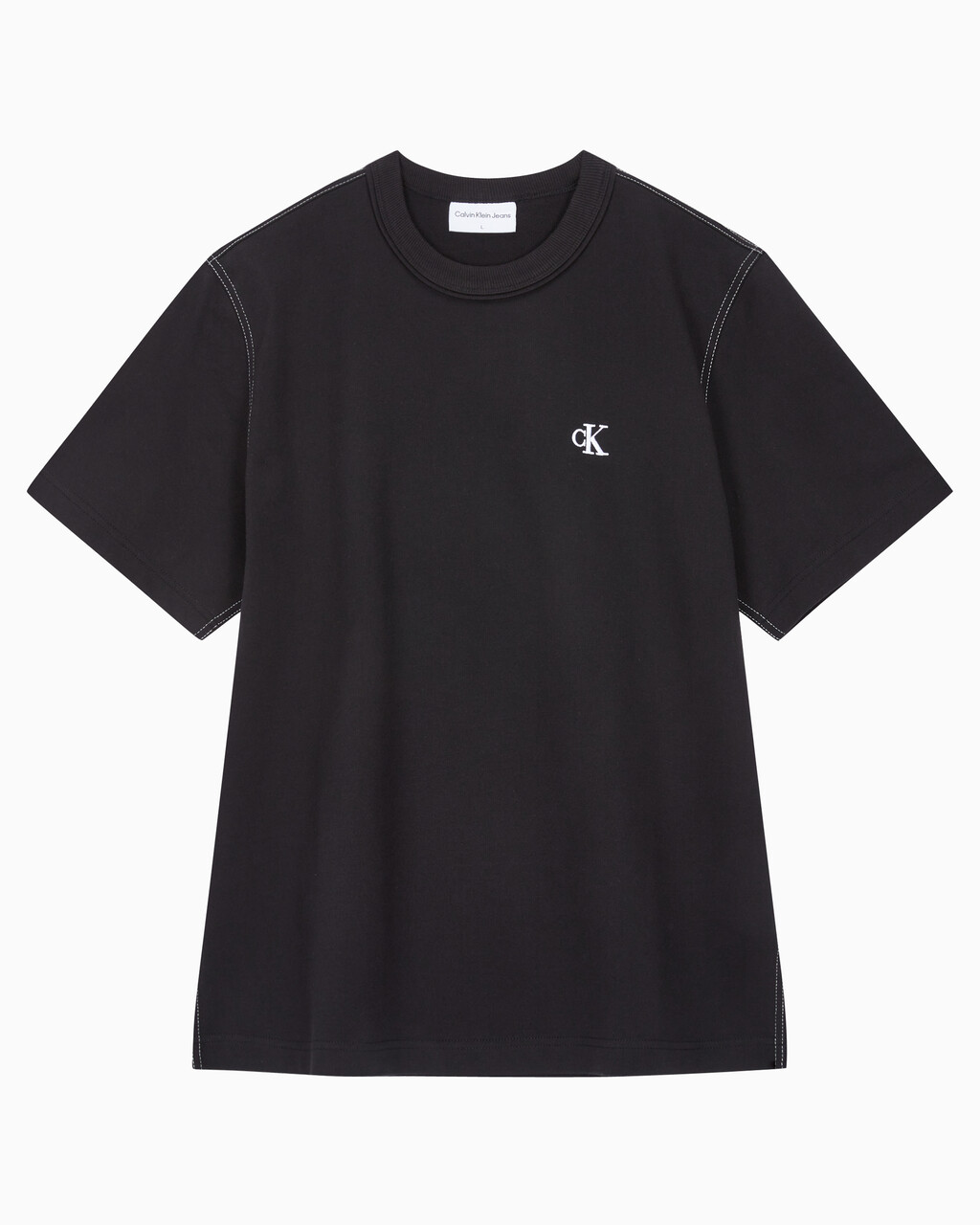 Buy 남성 레귤러핏 테리코튼 그래픽 반팔 스웨트셔츠 in color CK BLACK