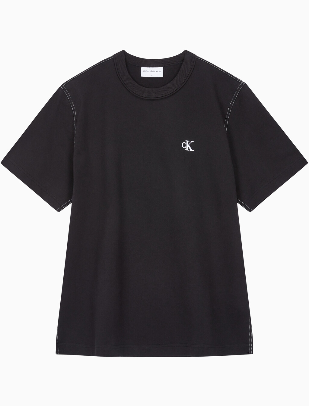 Buy 남성 레귤러핏 테리코튼 그래픽 반팔 스웨트셔츠 in color CK BLACK