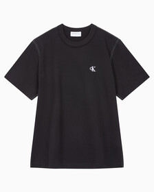 Buy 남성 레귤러핏 테리코튼 그래픽 반팔 스웨트셔츠 in color CK BLACK