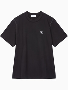 Buy 남성 레귤러핏 테리코튼 그래픽 반팔 스웨트셔츠 in color CK BLACK