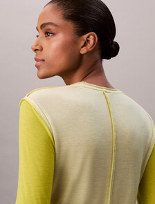 Buy 여성 L/S 쉬어 울 인사이드 아웃 티셔츠 in color yellow