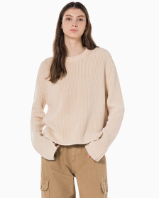 Buy 여성 롱슬리브 라운드넥 스웨터 in color Neutral Tan-231ABZ