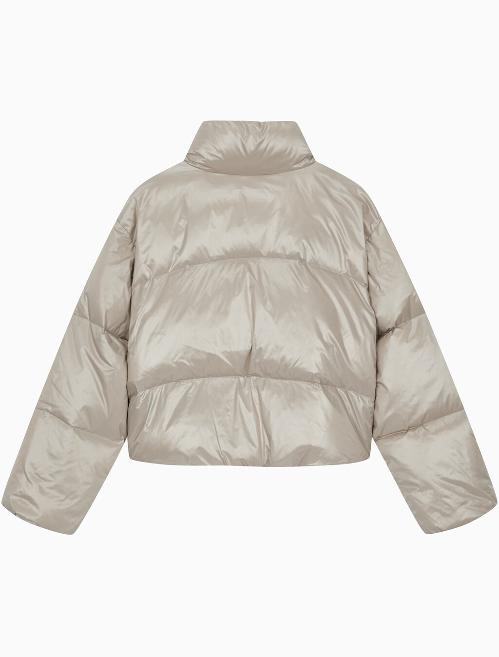 Buy 여성 크롭 글로시 커브드 퀼팅 다운 푸퍼 in color BROWN