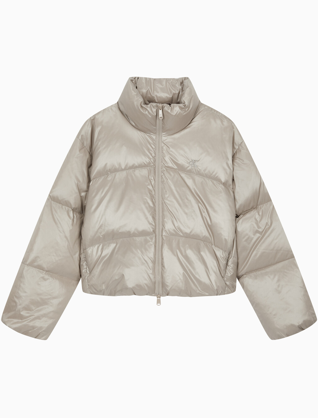 Buy 여성 크롭 글로시 커브드 퀼팅 다운 푸퍼 in color BROWN