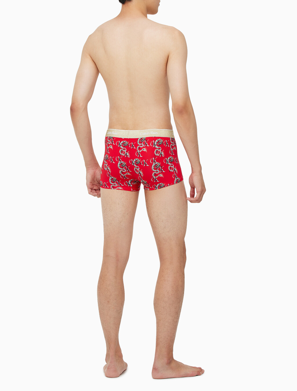 Buy 남성 CNY 드래곤 로우라이즈 드로즈 in color DRAGON PATTERN RED