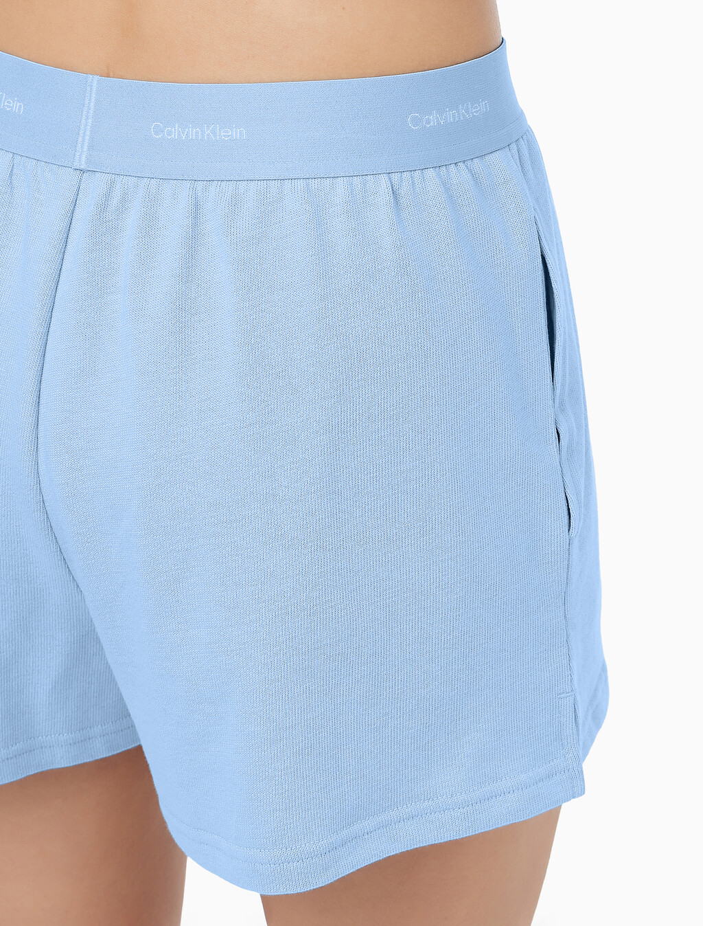 Buy 여성 CK 베이직 라운지 로고 져지 쇼츠 in color Light Blue
