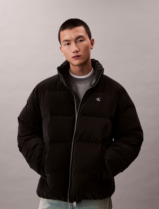 남성 모크넥 메트글로시 푸퍼자켓