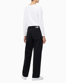Buy 여성 90's 스트레이트핏 기모 블랙 데님 in color WASHED BLACK LOGO LACE