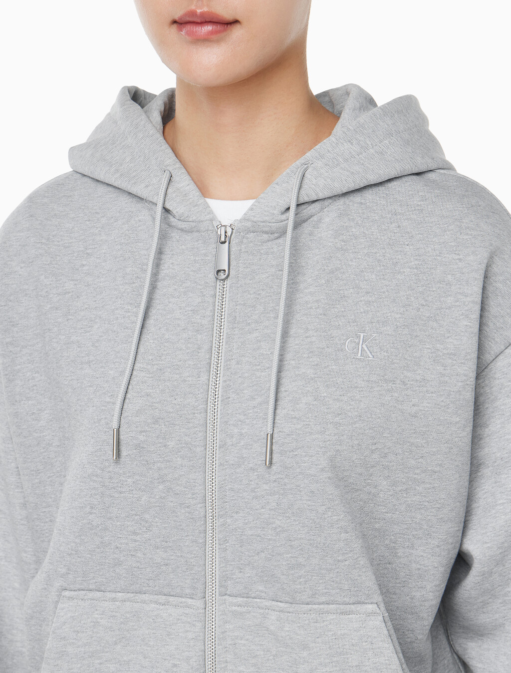 Buy 여성 아카이브 로고 프렌치 테리 풀집업 후디 in color Grey