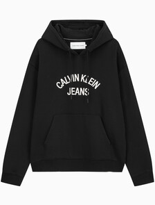 Buy 남녀공용 커브드로고 후디 in color CK BLACK