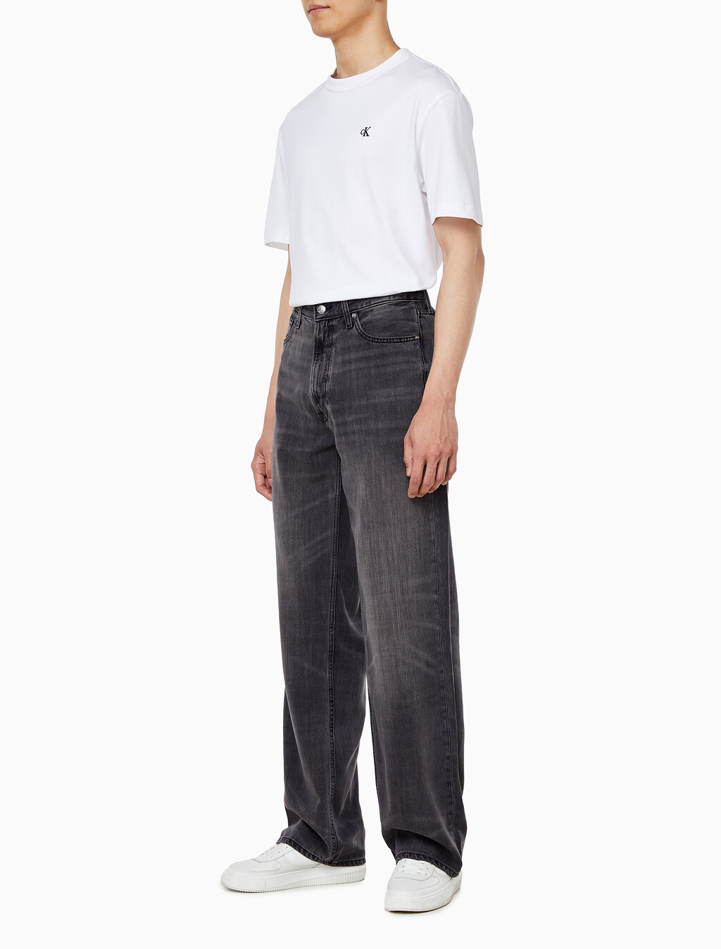 Buy 남성 배기핏 차콜 블랙 텐셀 데님 in color CHARCOAL ASH
