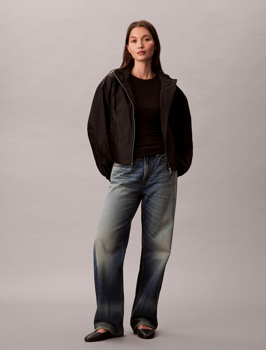 여성 AOP 로고 자카드 윈드 자켓