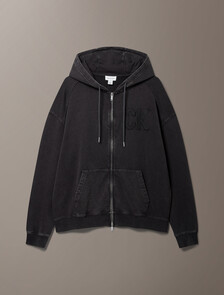 Buy 오프듀티 릴렉스 헤비 테리 풀집업 후드집업 in color Black Oyster
