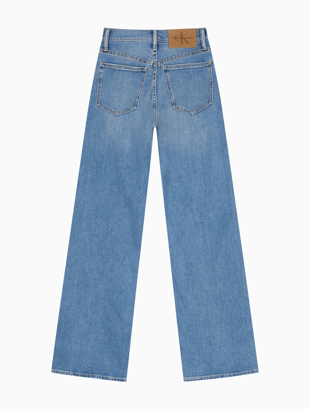 Buy 여성 하이라이즈 와이드레그핏 미드블루 37.5 라이트웨이트 데님 in color MID BLUE BACK EMBRO