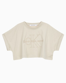 Buy 여성 모노그램 빅로고 크롭 반팔 티셔츠 in color CLASSIC BEIGE