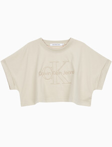 Buy 여성 모노그램 빅로고 크롭 반팔 티셔츠 in color CLASSIC BEIGE