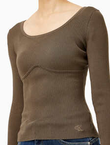 Buy 여성 립 스웨터 in color BROWN