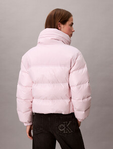 Buy 여성 매트 블라킹 샤인 다운 자켓 in color Pink