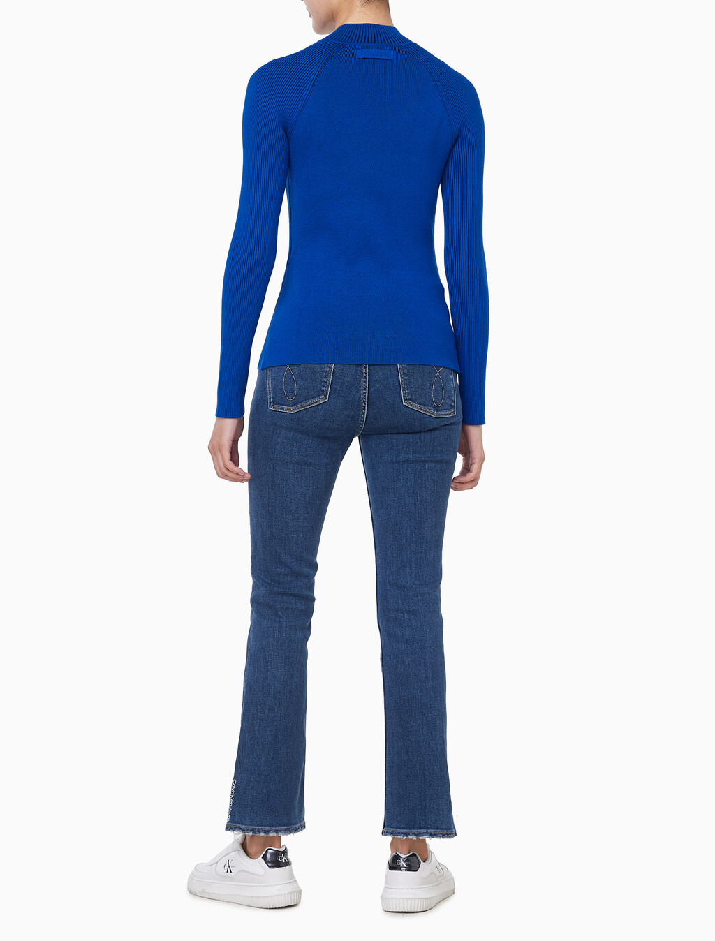 Buy 여성 L/S 모크넥 풀오버 스웨터 in color blue