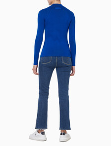 Buy 여성 L/S 모크넥 풀오버 스웨터 in color blue
