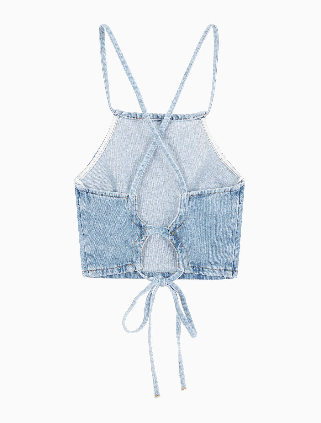 Buy 여성 타이 디테일 숏 탑 in color CHALKY BLUE