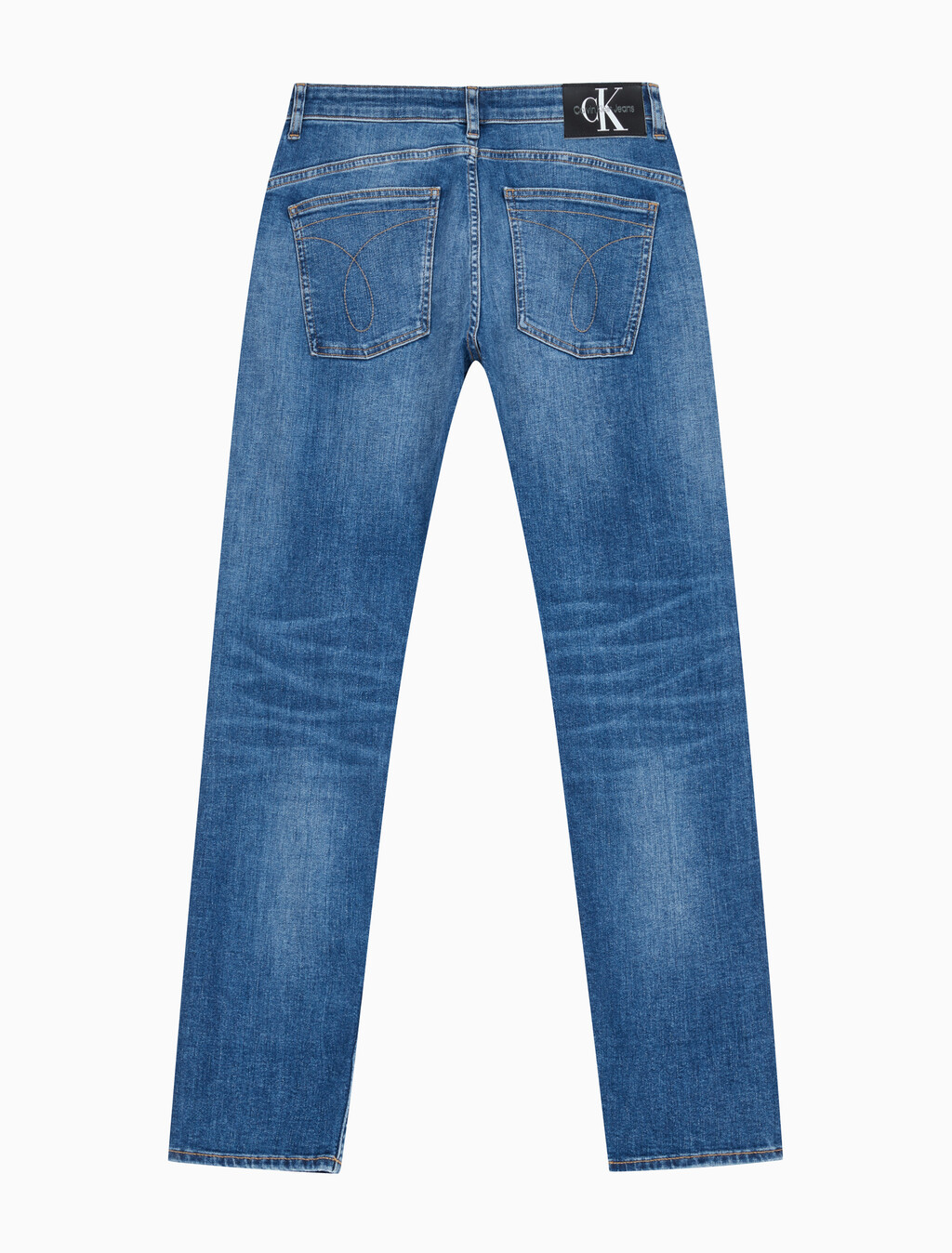 Buy 남성 바디 테이퍼핏  미드블루 이탤리언 데님 in color MID BLUE BACK EMBRO