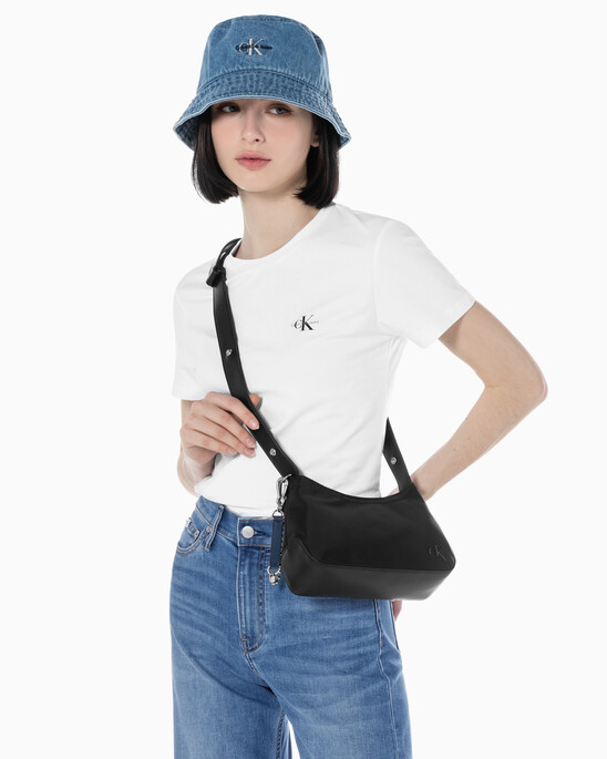 여성 CKJ 스컬티드 믹스 라운드 숄더백