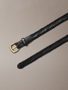 Buy 여성 클래식 버클 브레이디드 로고 벨트 25mm in color Black