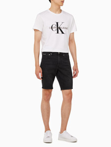 Buy 남성 37.5 기능성 레귤러 블랙 데님 쇼츠 in color WASHED BLACK LOGO LACE