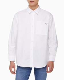 Buy 남성 릴렉스핏 파이핑 로고 옥스포드 셔츠 in color BRIGHT WHITE