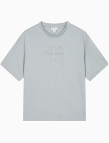 Buy 남성 릴렉스핏 히어로 모노그램 로고 반팔 티셔츠 in color PURITAN GRAY