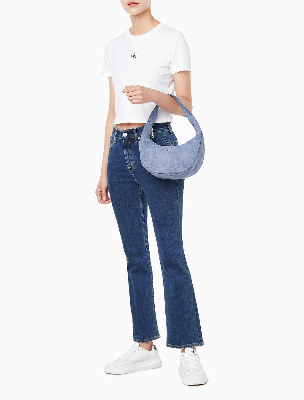 Buy 여성 로고 데님 스몰 소프트 호보백 in color DENIM