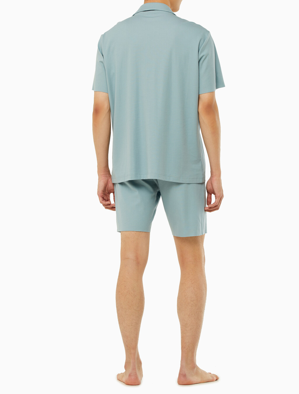 Buy 남성 CK 블랙 슬립 숏슬리브 버튼다운 탑 in color ARONA