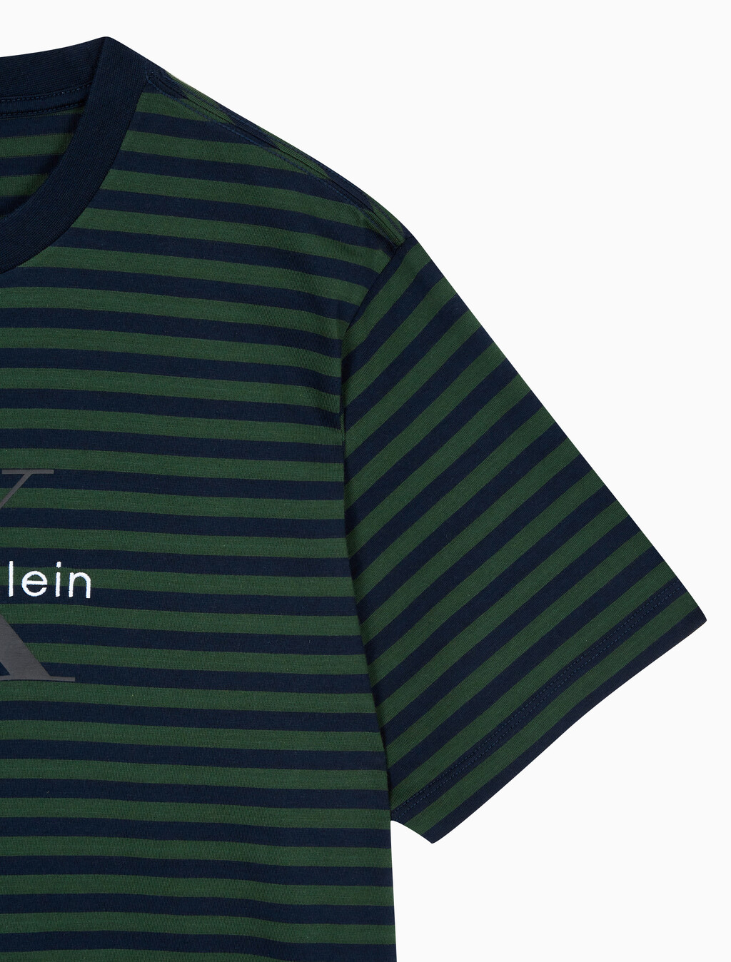 Buy 남성 스트라이프 모노그램 로고 반팔 티셔츠 in color Navy