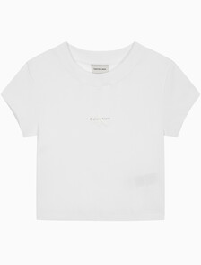 Buy 여성 모노그램 베이비 반팔 티셔츠 in color BRILLIANT WHITE