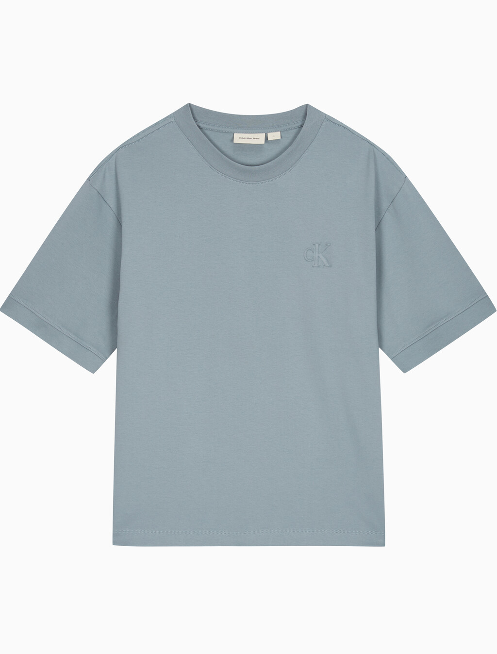 Buy 남성 릴렉스핏 CK 인터락 반팔 티셔츠 in color BLUE