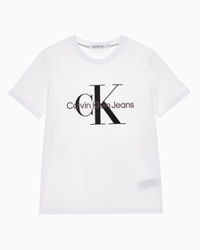 Buy 여성 스트레이트핏 모노그램로고 크루넥 반팔 티셔츠 in color BRIGHT WHITE