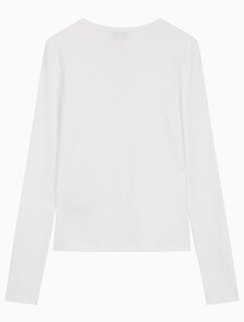 Buy 여성 모노그램 롱슬리브 헨리넥 티셔츠 in color BRILLIANT WHITE