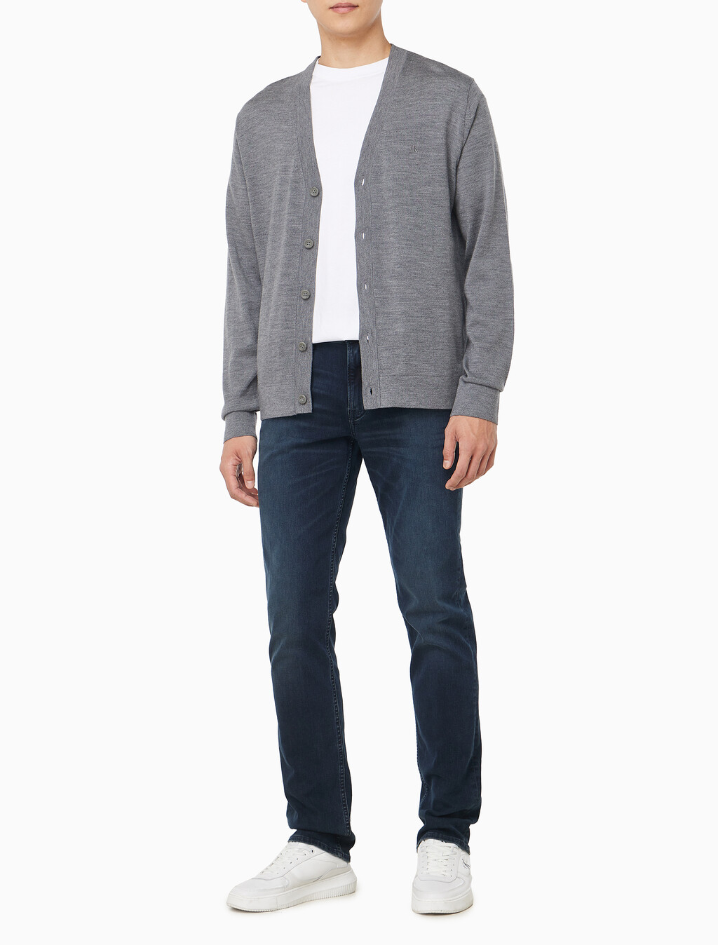 Buy 남성 메리노 울 스웨터 가디건 in color MEDIUM GREY HEATHER