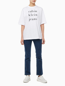 Buy 여성 CKJ 로고 반팔 티셔츠 in color BRILLIANT WHITE