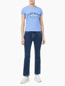 Buy 여성 그래픽 로고 베이비 티 in color Deep Indigo Blue