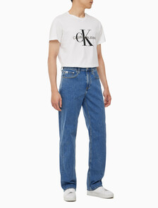 Buy 남성 90's 스트레이트핏 미드블루 에코 쿨 데님 in color MID BLUE BACK EMBRO