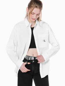 Buy 여성 우븐 라벨 릴렉스 셔츠 in color BRIGHT WHITE