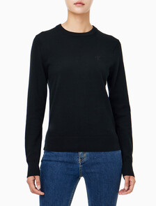Buy 여성 크루넥 파인 스웨터 in color CK BLACK