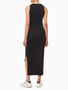 Buy 여성 우븐 라벨 스웨터 스커트 in color CK BLACK
